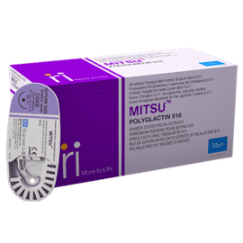 Mitsu Polyglactin 910, 6-0, 8mm, 45cm, 1/2c, Spatula, DN, Violet