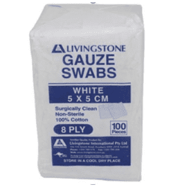100% Cotton Gauze Swabs 8 Ply (White)