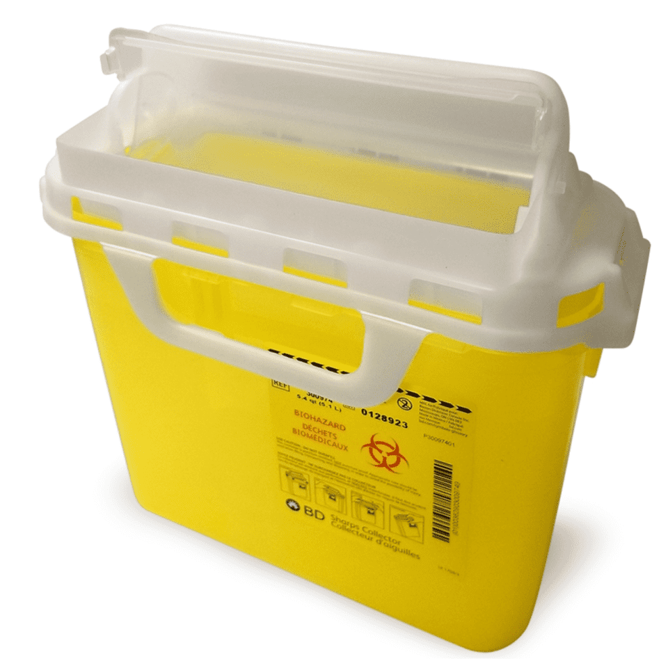 Sharps Container, Plastic Disposable, Wall Mounted 5.1L